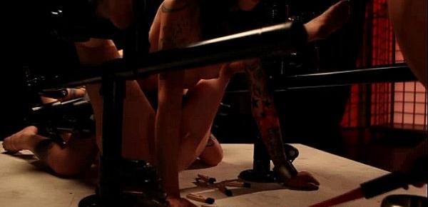  Restrained subs punished together by dom